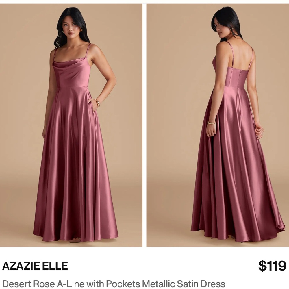 Azazie Elle Satin Dress in Desert Rose